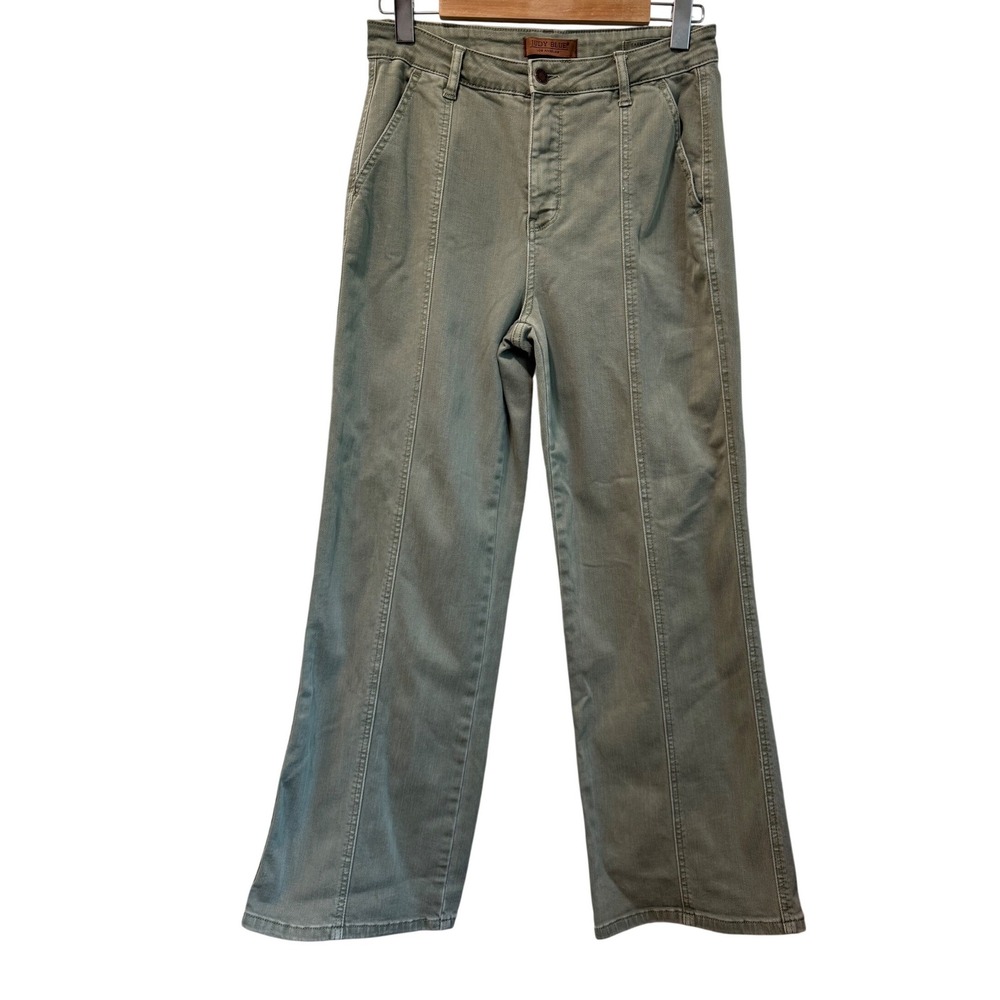 Judy Blue Womens Olive Green Seamed Wide Leg High Rise Pants size 29